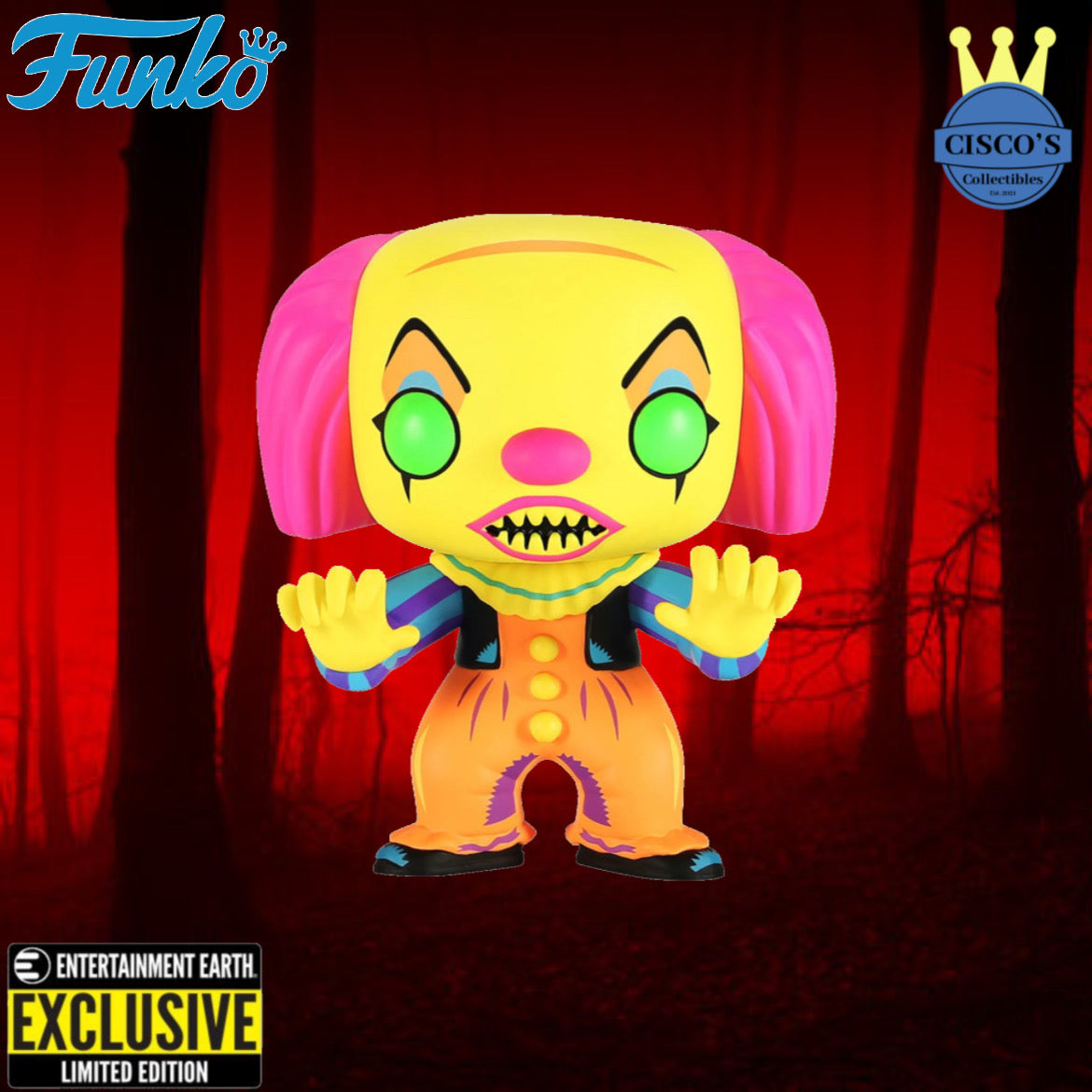 IT Pennywise Black Light Pop! Vinyl Figure - Entertainment Earth Exclusive PRE-ORDER