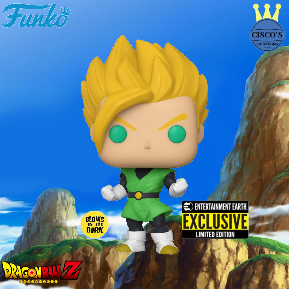 Dragon Ball Z Super Saiyan Gohan Glow-in-the-Dark Pop! Vinyl Figure - Entertainment Earth Exclusive