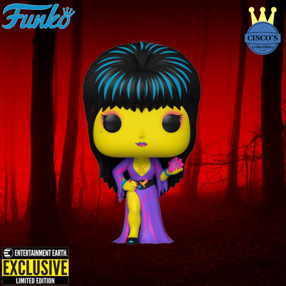 Elvira Black Light Pop! Vinyl Figure - Entertainment Earth Exclusive PRE-ORDER